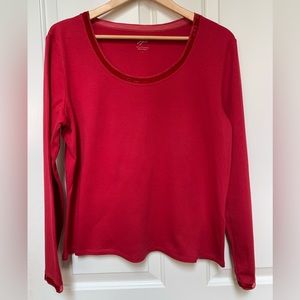 JJill velvet trimmed long sleeve top